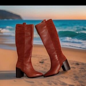 ZARA Women's Pre-owned Tall Boots with zipper(Leather, US 8/EUR 39)